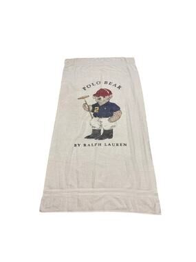Ralph Lauren Polo Bear Beach Towel White Polo Player Bath Towel Large